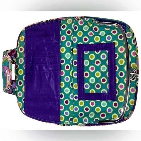 Vera Bradley Kiss N Snap Wallet/Clutch Paisley Jamboree Purple/Green/Pink GUC - Picture 5 of 8